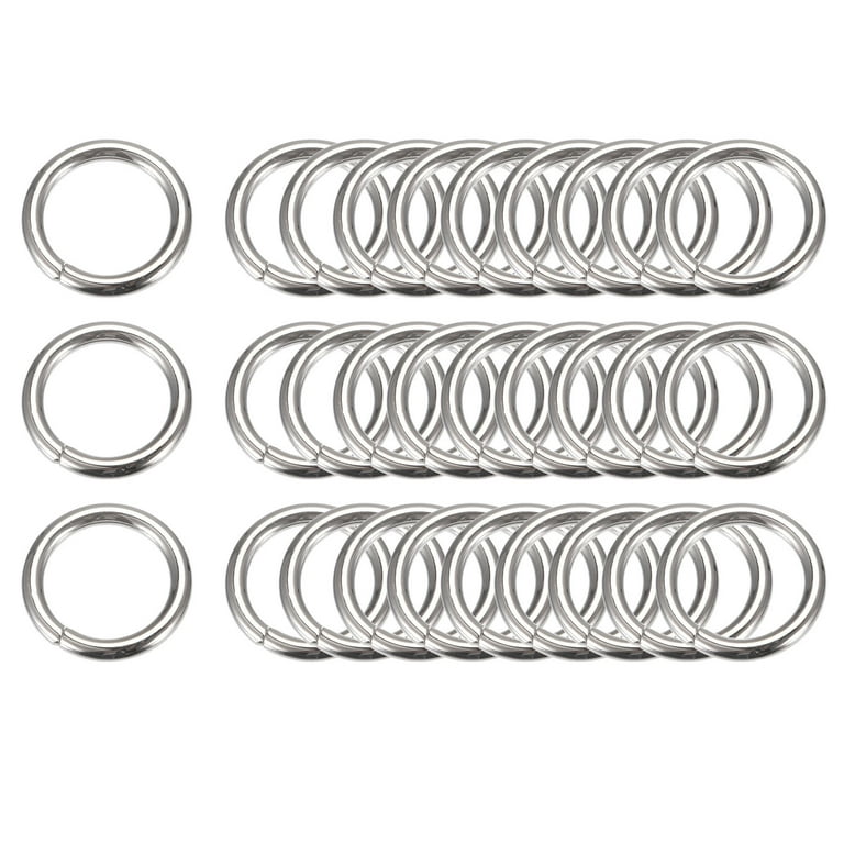 8mm Metal O Rings Non-Welded for Straps Bags Belts DIY Silver Tone 30pcs 