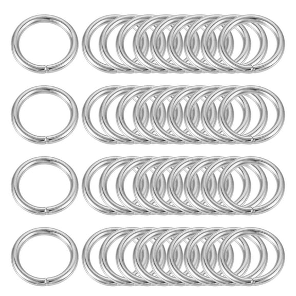 Metal O Rings, 40 Pack 10mm(0.39") ID 1.6mm Thickness Multi-Purpose Non Welded O-Ring Buckle, Silver Tone