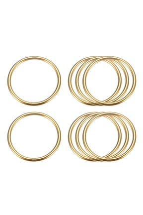 Metal O Rings, 8 Pack 40mm(1.57") ID 3mm Thick Welded O-Ringe, Gold Tone