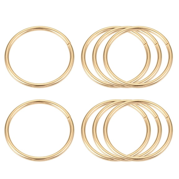 Metal O Rings, 8 Pack 40mm(1.57") ID 3mm Thickness Multi-Purpose Non Welded O-Ring Buckle, Gold Tone