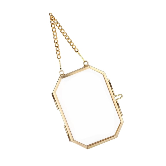 Metal Octagonal Photo Frame Glass Flower Plant Frame with Transparency Glass Picture Holder Decoration
