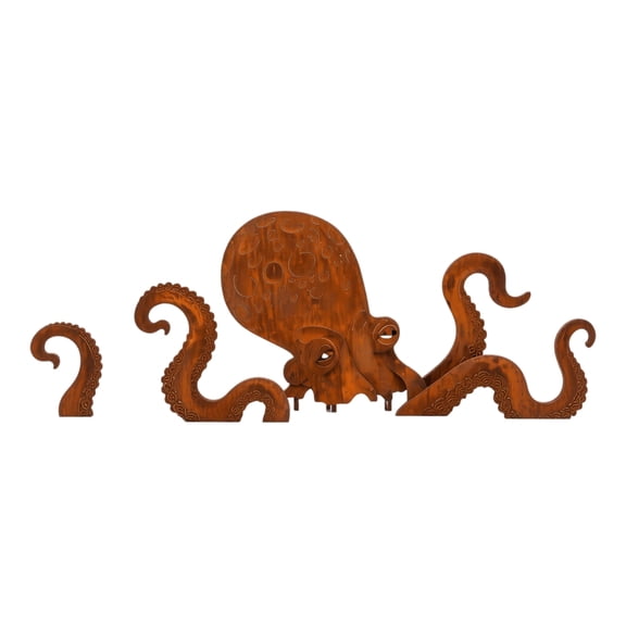 Metal Octopus Garden Statue, Nautical Ocean Sea Life Outdoor Sculpture, Weatherproof Wrought Iron Decor for Yard Patio Lawn Porch, Beach House Coastal Ornament
