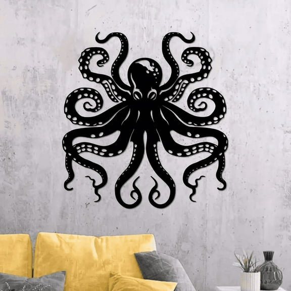 Metal Octopus Ocean Monster Wall Art, Versatile Indoor Outdoor Home Decor