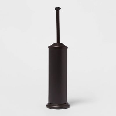 Metal Oil Rubbed Toilet Brush And Holder Set Bronze: Steel Construction, Reusable, 18.7" Height