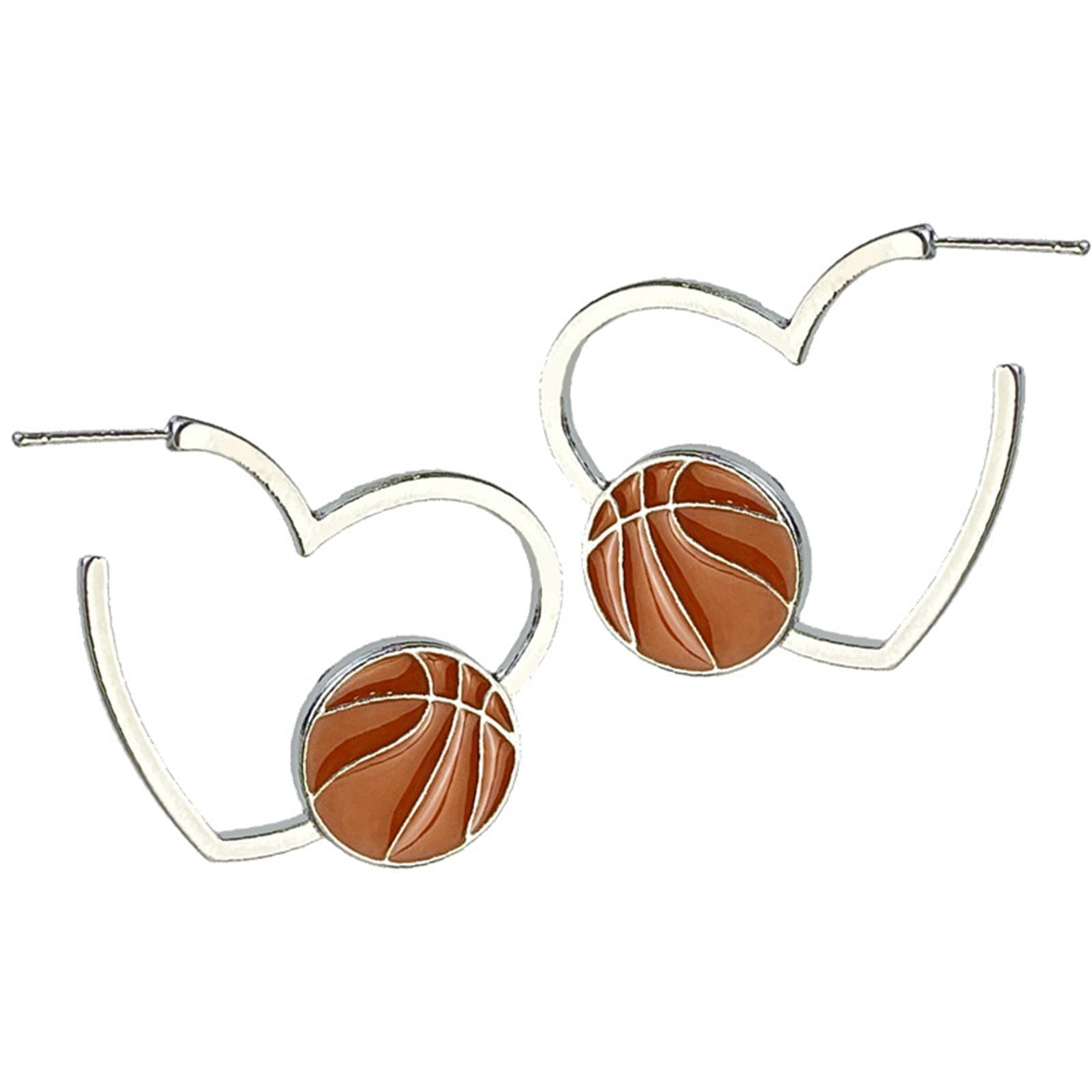 Metal Olive Sport Themed Large Hoop Earrings For Basketball Football