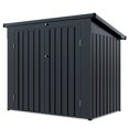 thumbnail image 1 of Metal Outdoor Garbage Bin Shed for 2 Trash Cans Black WIth Sloped Roof, 1 of 10