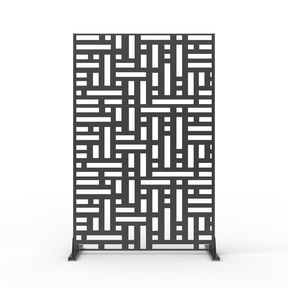 Metal Outdoor Privacy Screen, 72" H x 47" W Freestanding Patio Privacy Fence, Decorative Steel Privacy Panel Room Divider for Balcony, Garden, Deck, and Patio, Black