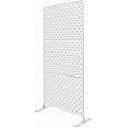 thumbnail image 1 of Metal Outdoor Privacy Screen Set with Stand,Freestanding Decorative Privacy Screen for Balcony Patio Lawn Garden,Indoor Room Decorative Divider (White-Coin), 1 of 14