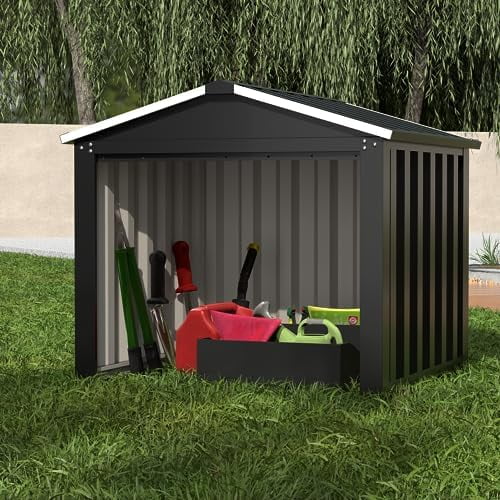 Metal Outdoor Small Storage Shed 3FT x 3FT, Steel Utility Tool Shed Storage House, Metal Sheds Outdoor Storage for Backyard Garden Patio Lawn,Black$$Garden & Patio