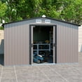 thumbnail image 1 of Metal Outdoor Storage Shed 10x12 FT, Metal Garden Shed Steel Anti-Corrosion Storage House with Lockable Door, Tool Shed for Backyard Patio, Brown, 1 of 1