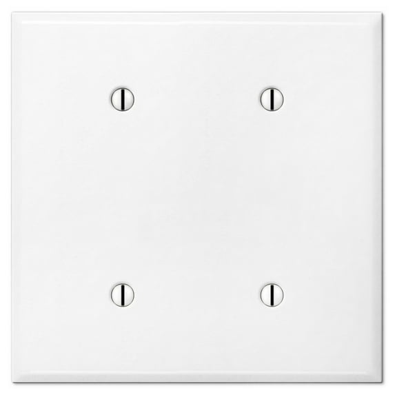 Metal Outlet Cover, 2 Gang OVERSIZE Electrical Box Blank Cover Plate, Blank (no holes) Cover Plate, Two Gang White OVERSIZED Jumbo Blank Cover Plate - White - Made in USA, UL Listed, 5.5 x 5.5 Inches