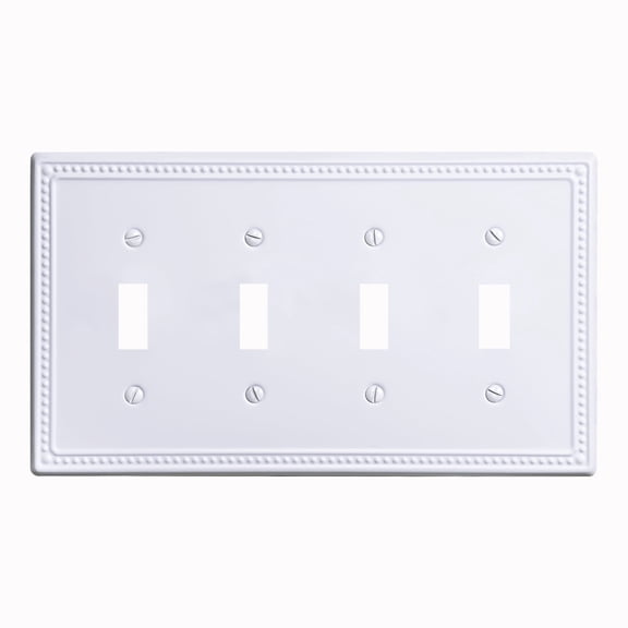 Kisrvopn Metal Beadboard Wall Plates, White 4 Gang Toggle (1 Pack)