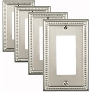 Kisrvopn Metal Beaded Wall Plates, Satin Nickel 1 Gang Decorator 4 Pack