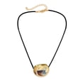 thumbnail image 1 of Metal Oval Bead Necklace Geometric Pendant Collarbone Chain Ornament Unique PU Leather Cord Chokers Fashion Accessory, 1 of 10