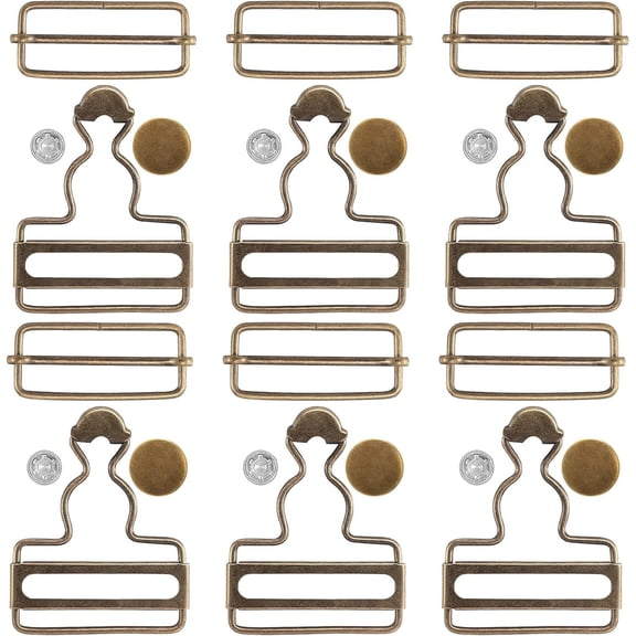 Metal Overall Buckles Replacement Clasp Clips with Adjustable Slide Buttons 1.5 in 14 Set