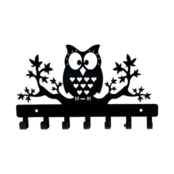 Metal Owl Hook Rack Wall Mounted Coat Hat Backpack Hanger Organizer for Entryway Hallway Living Room Office Storage Decorative Black Hardware