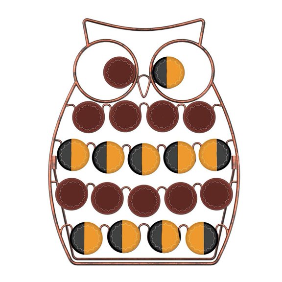 Metal Owl-Shaped Coffee Pod Holder Organizer Rack for Keurig K-Cups Storage Black or Antique Bronze Kitchen Countertop Display Stand