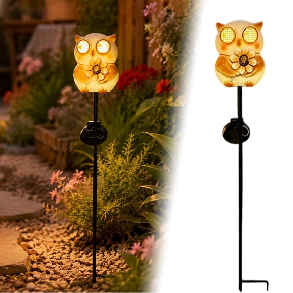 Metal Owl Shaped Solar Stake Light With Auto Charging And Warm LED Glow For Patio Yard And Garden Decoration
