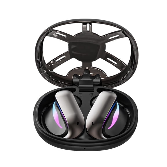 Metal Ows Open Ear Bluetooth Headphones Mechanical Style Wireless Earbuds With Rgb Light For Sports Gaming 45H Battery Hifi Sound