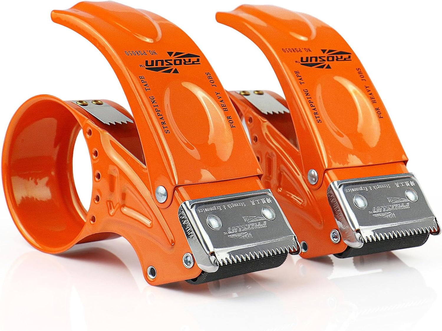 Metal Packing Tape Dispenser, 2inch Heavy Duty Handheld Heavy Tape Dispenser, 2Pcs, Orange