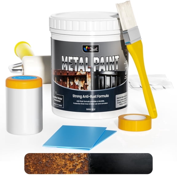 DWIL Metal Paint - Waterpoof Anti Rust Preventative - Paint for Metal - Door/Outdoor - Direct to Gate, Furniture, Fence, Railing, Craft and More, 25-30sq.ft, 16oz (black, 16 Ounce)