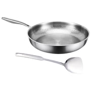 Metal Pan for Cooking Nonstick Waved Textured Hammered Cooking Frying Pan with Spatula Kitchen Cookware