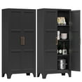 thumbnail image 1 of Metal Pantry Cabinet, 61" Tall Kitchen Pantry Storage Cabinet with Doors and Adjustable Shelves, Food Pantry Cabinet with Adjustable Leveling Foot for Kitchen, Living Room, Dinning Room (Black), 1 of 8