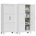 thumbnail image 1 of Metal Pantry Cabinet, 61" Tall Kitchen Storage Cabinet with Doors and Adjustable Shelves, Living Room, Dining Room (White), 1 of 8