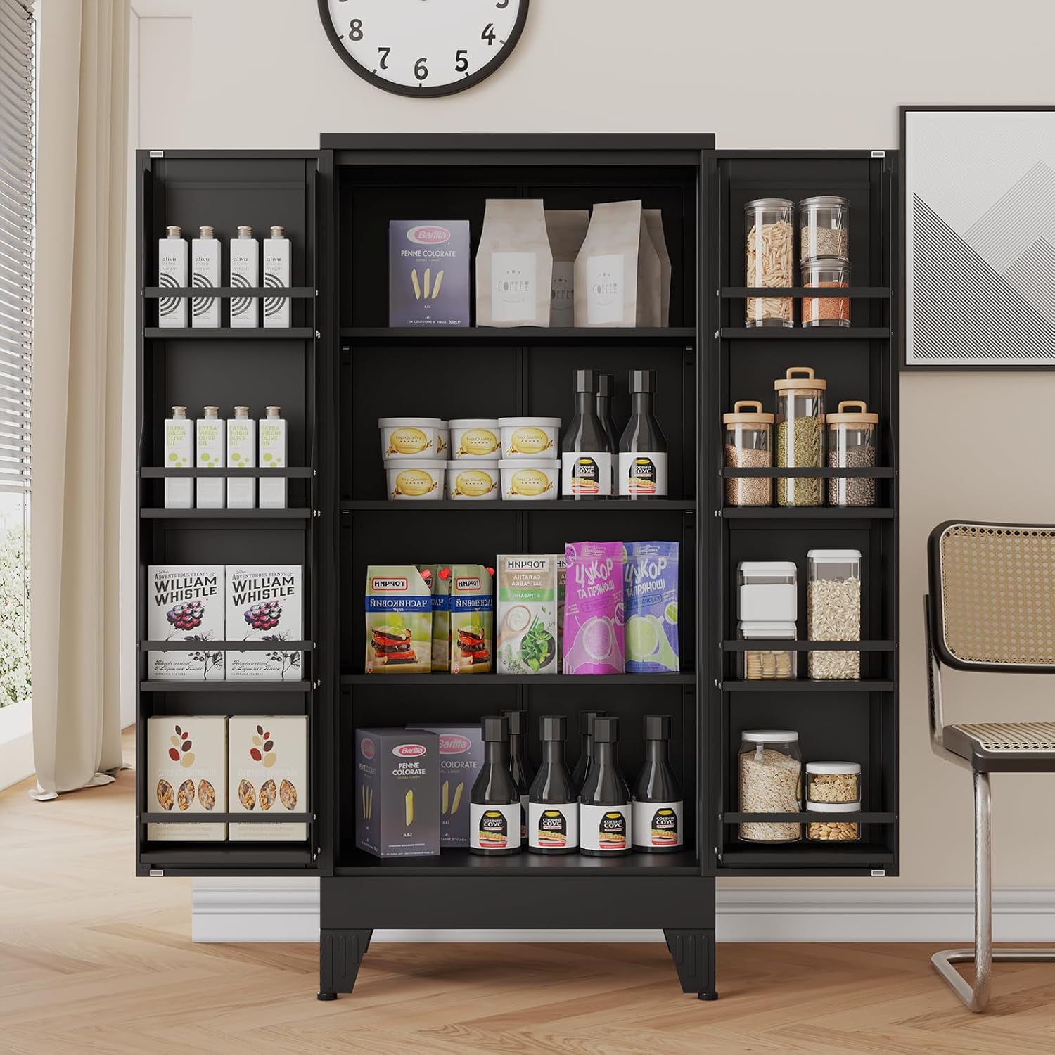 Metal Pantry Storage Cabinet, Kitchen Storage Cabinets with Adjustable ...