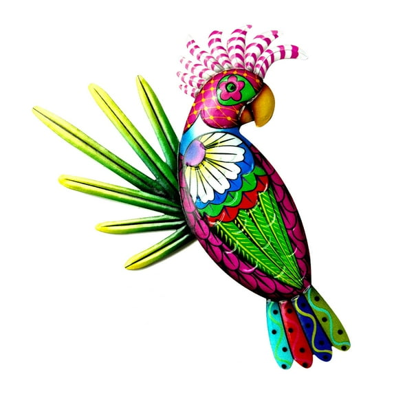 Metal Parrot Wall Art Decor Colorful Birds 3D Outdoor Sculpture Iron Outdoor Hanging Decor Ornaments Wall Art Decorations for Living Room Patio Blue