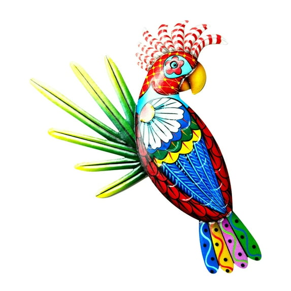 Metal Parrot Wall Art Decor Colorful Birds 3D Outdoor Sculpture Iron Outdoor Hanging Decor Ornaments Wall Art Decorations for Living Room Patio Pink