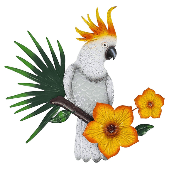 Metal Parrot Wall Art Decor Outdoor Birds Fence Decorations Colorful Figure for Garden B