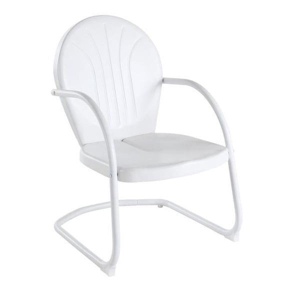 Metal Patio Armchair Outdoor Seating White Finish Durable Steel Frame