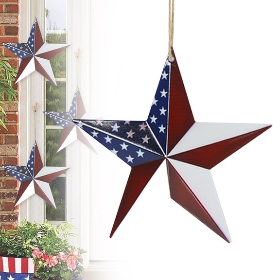 Metal Patriotic Old Glory Americana Flag Barn Star Wall Decor 4Th of July Independence Day Decor Fourth of July Decorations 7.8 Inch