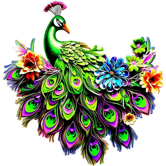 Metal Peacock Wall Decor Tropical Iron Peacocks Wall Decor Peacock Outdoor Metal Wall Art Metal Bird Wall Decor Outdoor Decor Patio Wall Fence Garden Decor-12 Inch (Green)
