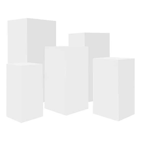 Metal Pedestal Stand, 5-Piece Square White Dessert Display Set, Tiered Cupcake Cake Stand, Heavy Duty Bakery Riser for Party Buffet Wedding Decor