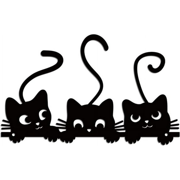Metal Peeking Cat Wall Art Decor Cute Cat Metal Wall Art Hanging Decor Signs for Home Decor Cat Animal Wall Sculpture Statues Decor for Living Room Bedroom 7.36x11.81 Inch Cat Black