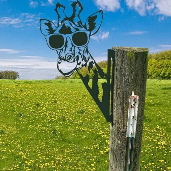 Metal Peeping Cow Chicken Goat Horse Wall Art Decor, Farm Animal Wall Art Metal Wall Sculptures for Outdoor Garden Fence Yard Decor