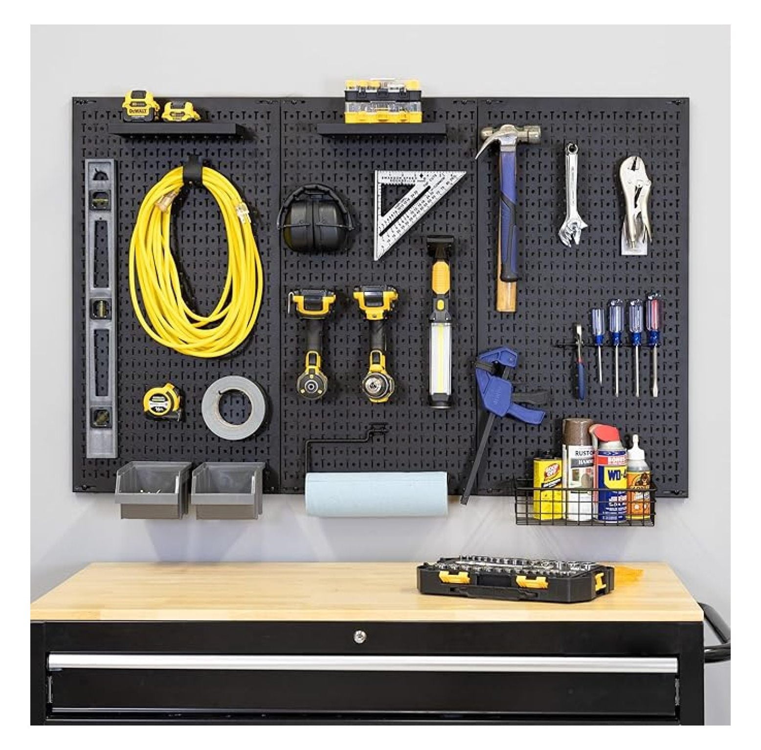 Metal Pegboard Power Tool Organizer, Garage Wall Storage, 3 Panel ...