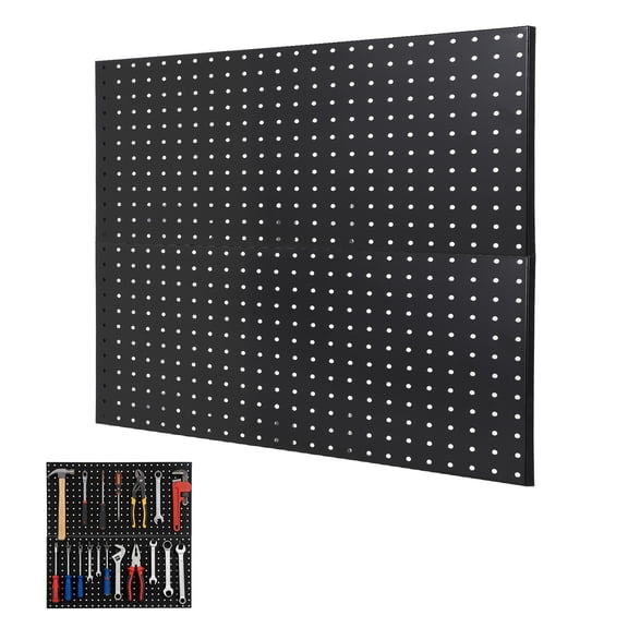 Metal Pegboard Wall Organiser Panels, Heavy Duty Tool Storage Board for Garage Workshop Kitchen, Wall Mounted Display Rack Kit, 2 Pack