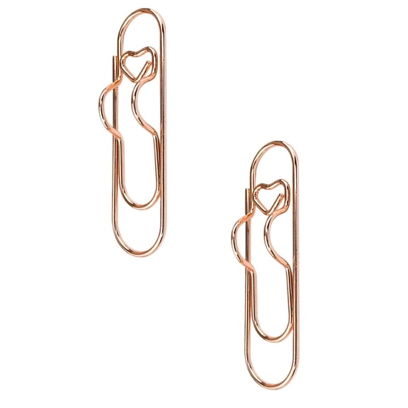 Metal Pen Clips - Pack of 2 Paper Clip Pen Holders for Notebooks and Papers, Paper Clip Stationery Tool, Metal Pen Clip Holder and Pen Holder Clip, 0.78"x2.75", Rose Gold