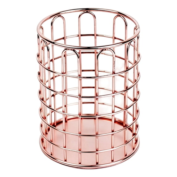 Metal Pen Holder for Desk, Makeup Brushes Cup, Pencil Holders, Wire Metal Pencil Holder, Decorative Desk Storage Organizer Container for Stationery and Desk Accessories, 1 Pcs, 3.93x3.14"