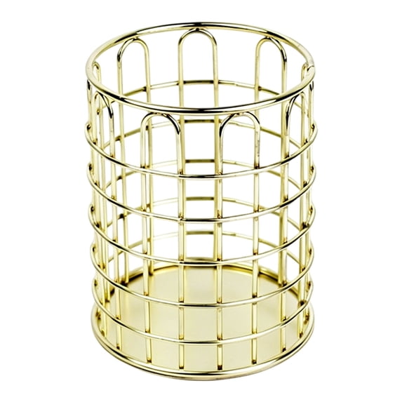 Metal Pen Holder for Desk, Makeup Brushes Cup, Pencil Holders, Wire Metal Pencil Holder, Decorative Desk Storage Organizer Container for Stationery and Desk Accessories, 1 Pcs, 3.93x3.14"