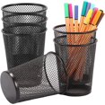 thumbnail image 1 of Metal Pen Holder,Happon 6 Pack Mesh Pencil Holder Desk Organized, Makeup Brush Holders, Round Wire Pen Cup Marker Holder for Desk Organizer for Home Office, Black, 1 of 8