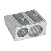 Metal Pencil Sharpener - 2 Holes, Manual Twin Sharpening, for Standard and Thick Pencils, Made of Steel and Aluminum Alloy