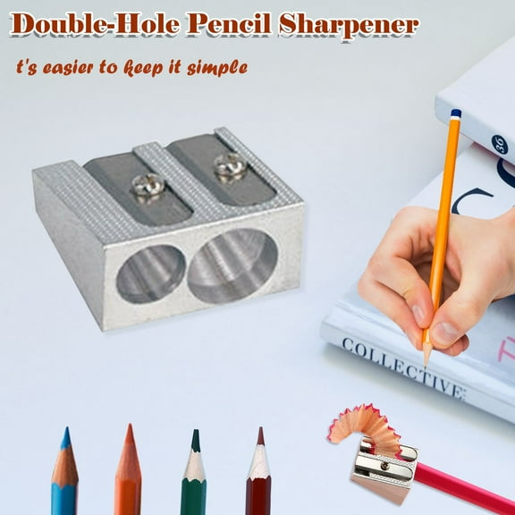 Metal Pencil Sharpener under $5! Yrmaups Metal Pencil Sharpener, Handheld Two-Hole Sharpener for Standard and Large Pencils, Durable Aluminum Alloy Sharpener