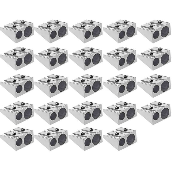 Metal Pencil Sharpeners, 24PCS Manual Double Hole Pencil Sharpener for Colored Graphite Pencils, Crayon Sharpener, Home Office(Multicolor)