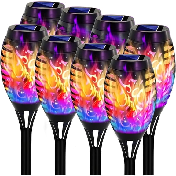 BLITZWILL Solar Lights Outdoor, 8 Pack Christmas Halloween Multicolor Solar Torch Lights,for Yard Pathway Landscape Patio Decorative