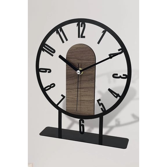 Metal Pendulum Desk Clock Decoration Modern Desktop Clock Home Office Study Room Gold/Black Silent Flowing Mechanism