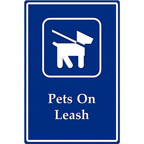 Metal Pets on Leash Sign - 8"x12", Prompt Decor for Home, Office, Enterprise, Parks, Pet Zones